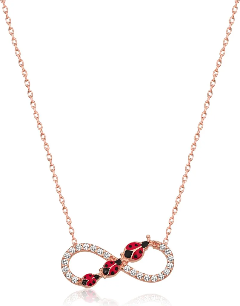 Collier Coccinelle Infinity en Argent 925 et Zircons Éclatants - 45cm
