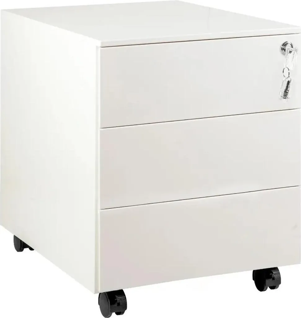 Caisson de bureau métallique blanc XD-041-3 robuste avec serrure
