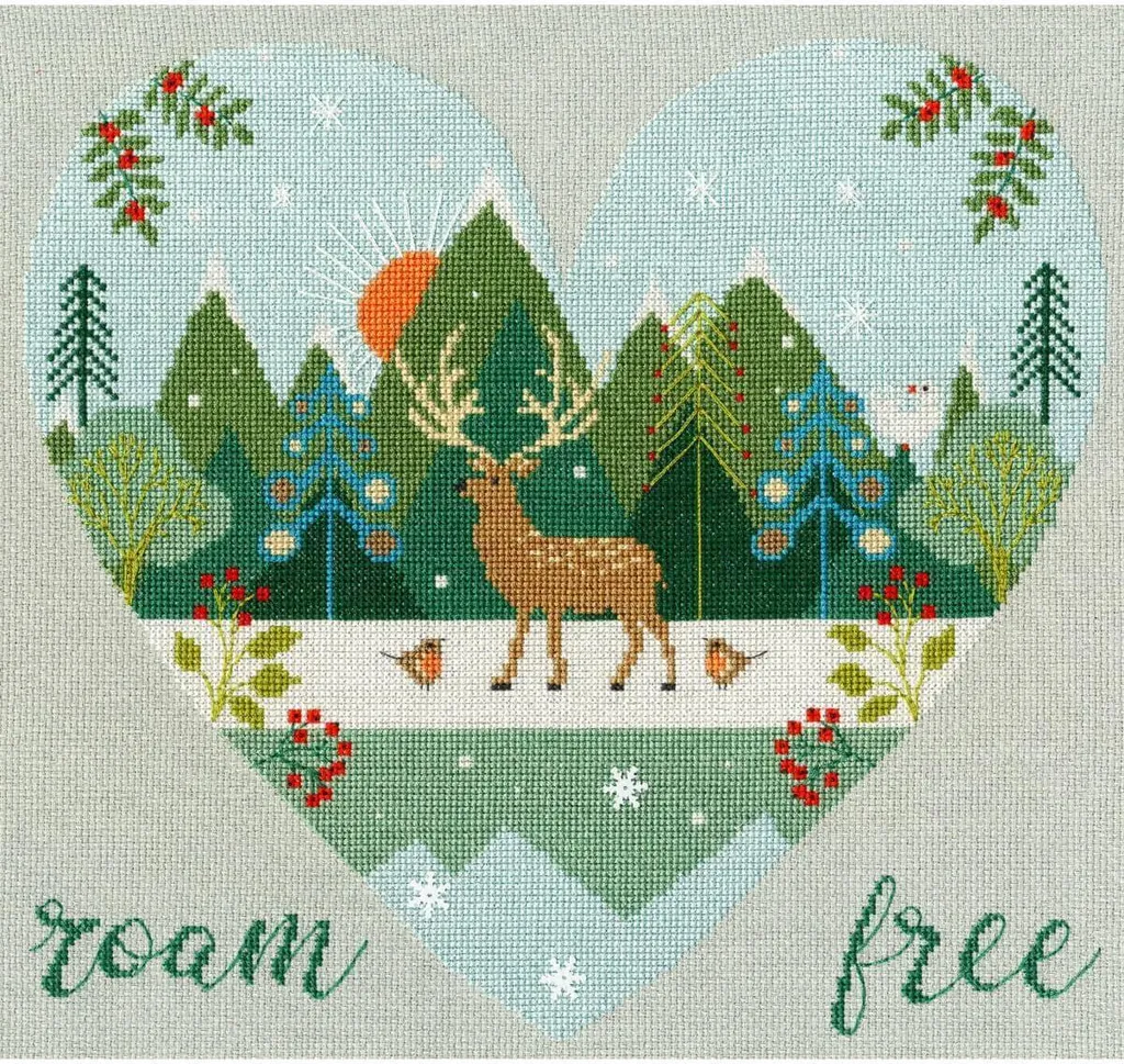 Kit point de croix animalier Roam Free 32x30 cm avec diagramme détaillé