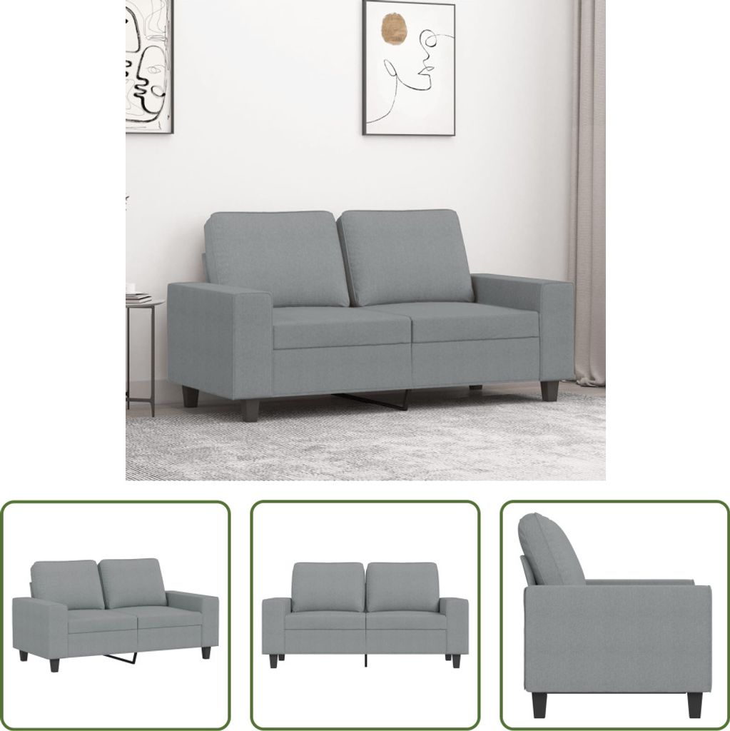 The Living Store 2-Sitzer-Sofa Hellgrau 120 cm Stoff