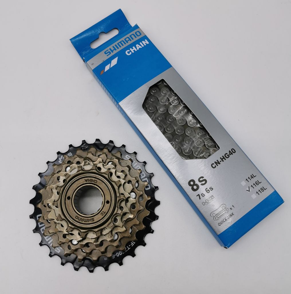 Shimano Verschleißset Kette HG40 & Schraubkranz MF-TZ500 Produktbild 