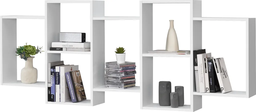 Grande étagère murale design 7 compartiments bibliothèque 161 cm blanc