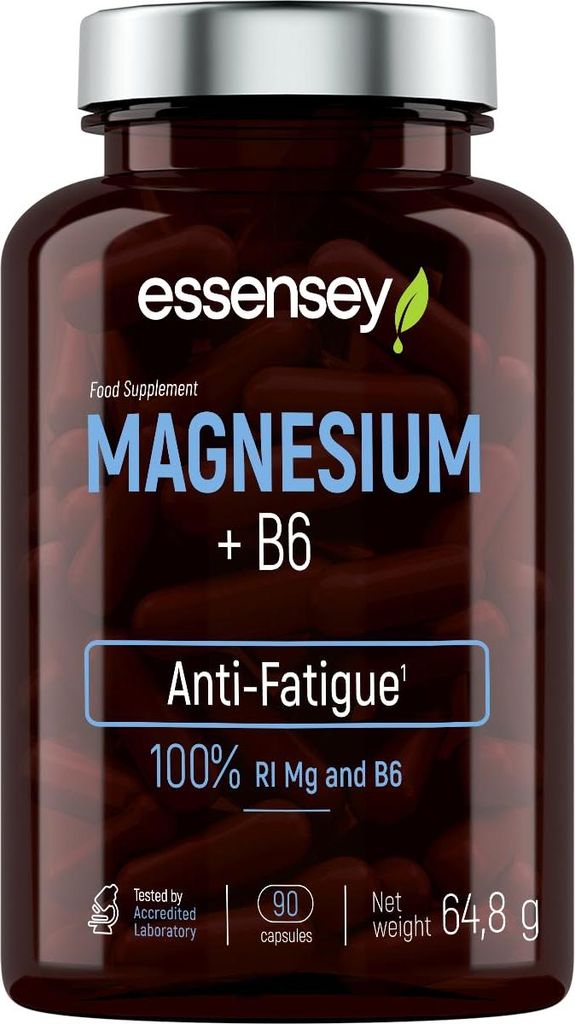 ESSENSEY - Magnesium + B6 I 375mg in Tagedosen I 90 Kapseln I 1.4 mg Vitamin B6 I Vegetarier & ohne Zustze I 45 Tagesdosen I Leicht zu schlucken I ...