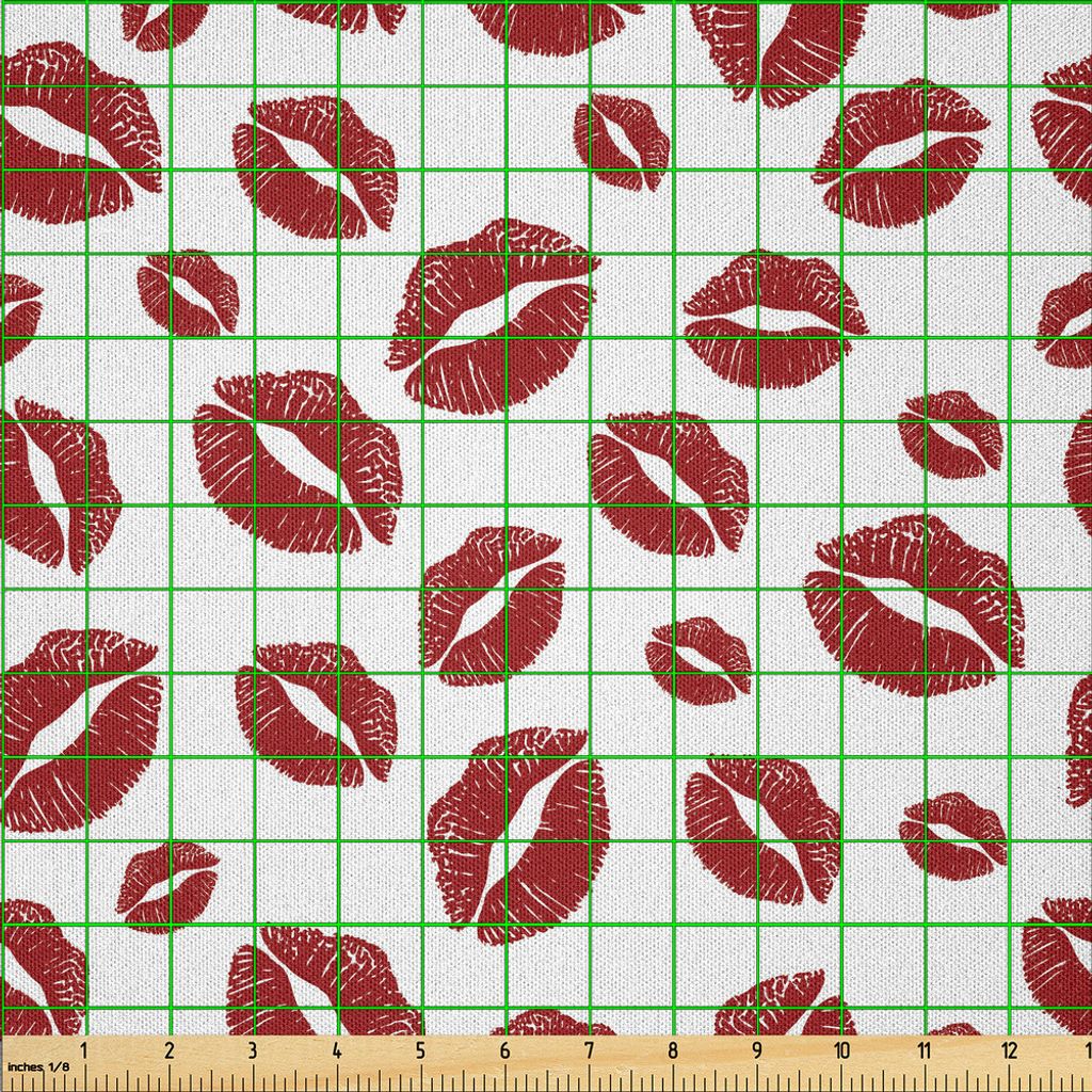 ABAKUHAUS Kuss Microfaser Stoff als Meterware , "Zeitgenössische Pop-Art Stil Frau Lippen Sexy Urban Hippie Valentinstag Illustration", 1 M (230 x...