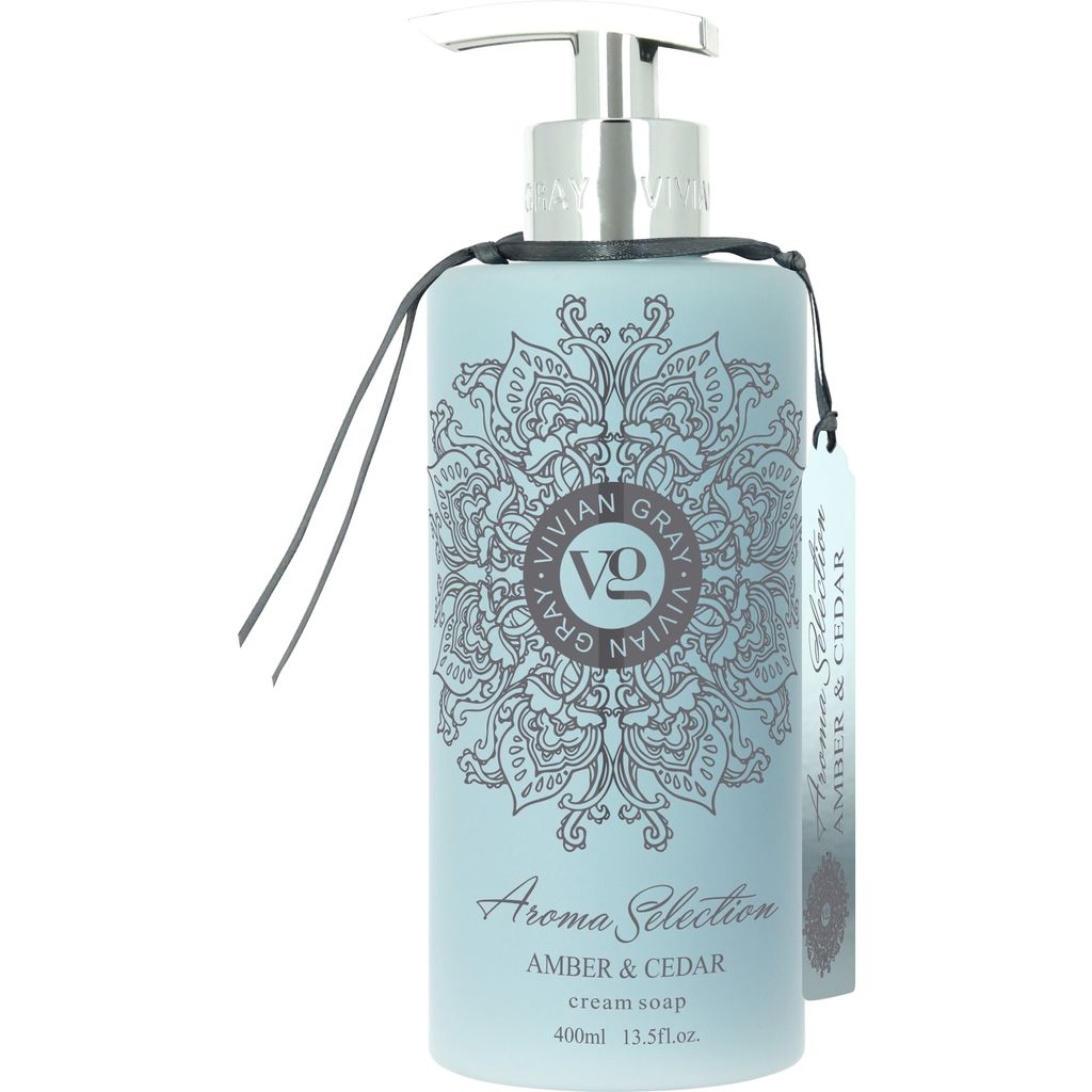 VIVIAN GRAY 2020 Seifenspender mit Creme-Seife Aroma Selection, Amber & Cedar, hellblau (400 ml)