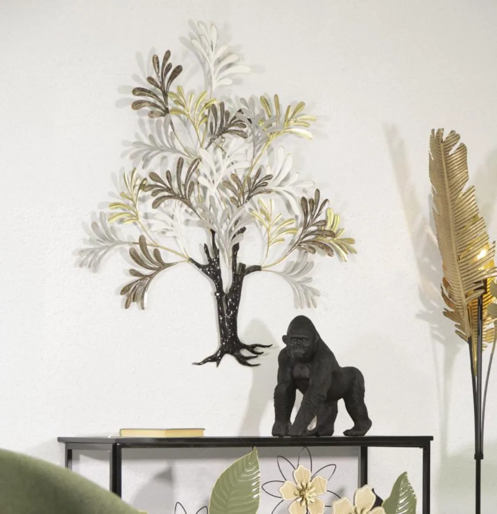 Décoration Murale Métal 98cm : Solution Design pour Murs Nus Gris
