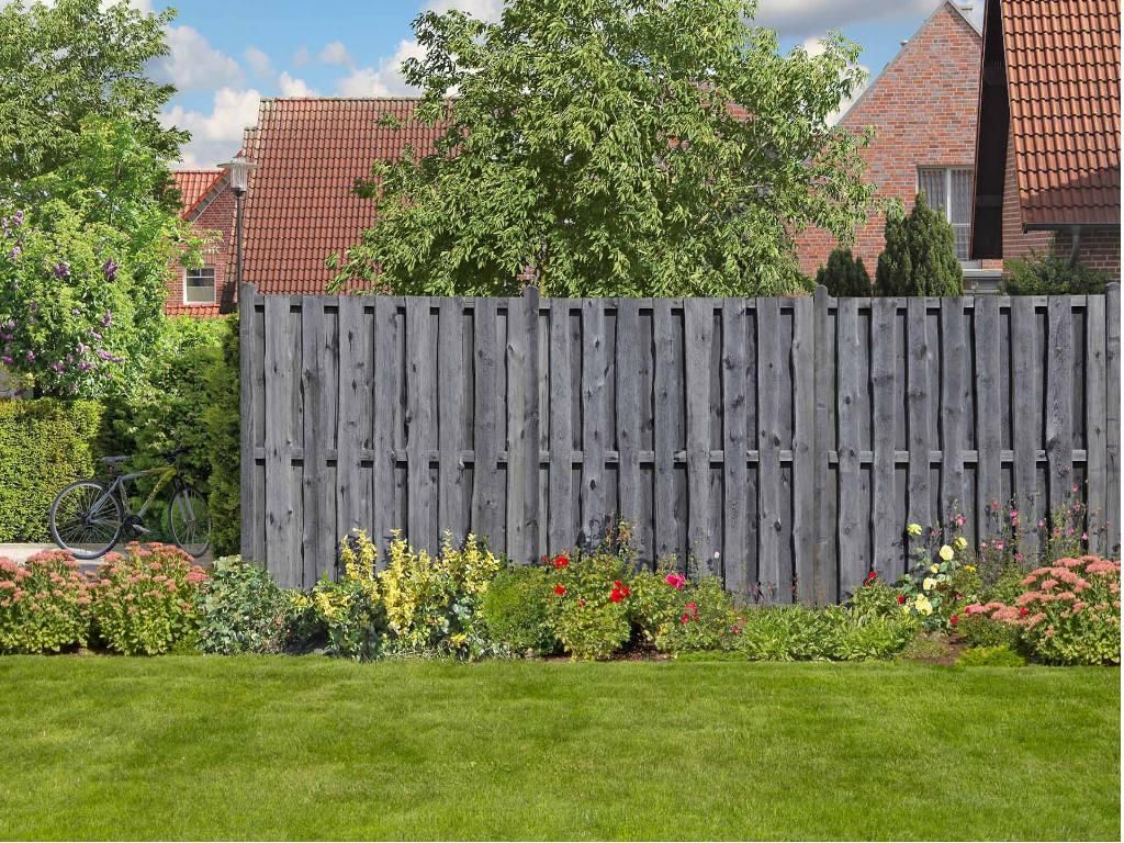 WOODTEX Grau 180x180 cm Sichtschutzzaun, Gartenzaun aus Produktbild 