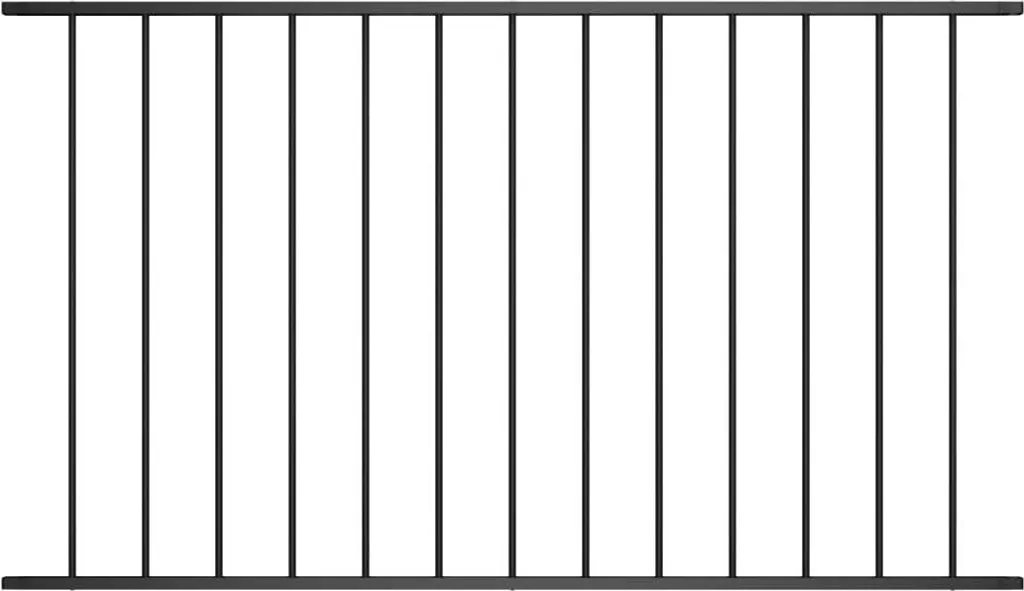 Grille de Clôture de Jardin en Acier Thermolaqué Noir 1,7m x 0,75m Fixe