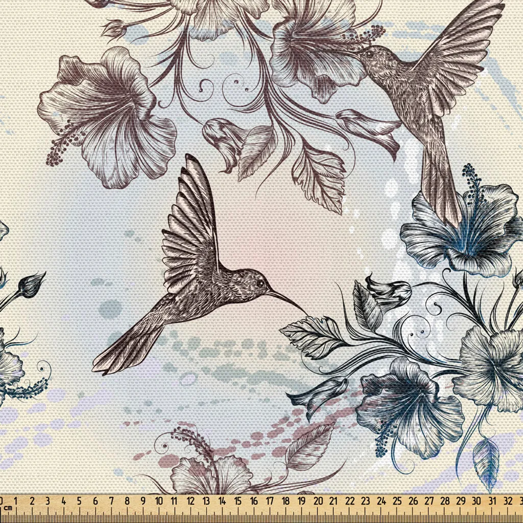 Tissu ameublement résistant colibri bleu sarcelle pour rénovation 3m