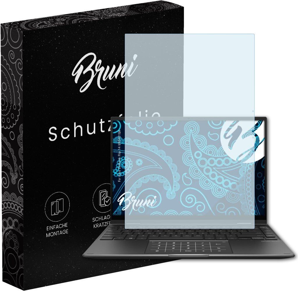 Bruni Basics-Clear 2x Schutzfolie kompatibel mit Asus Zenbook Flip 14 (UN5401QA) Folie