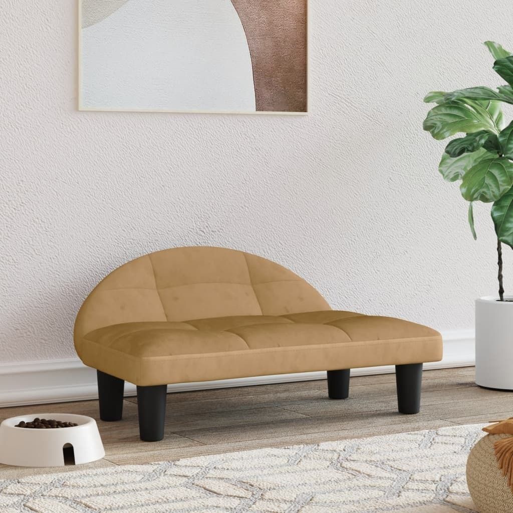 The Living Store Hundebett Braun 70x52x30 cm Samt