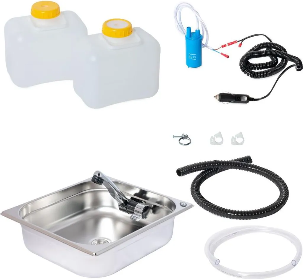 Cuisine de camping 12V encastrable inox 354x325mm système eau Londres