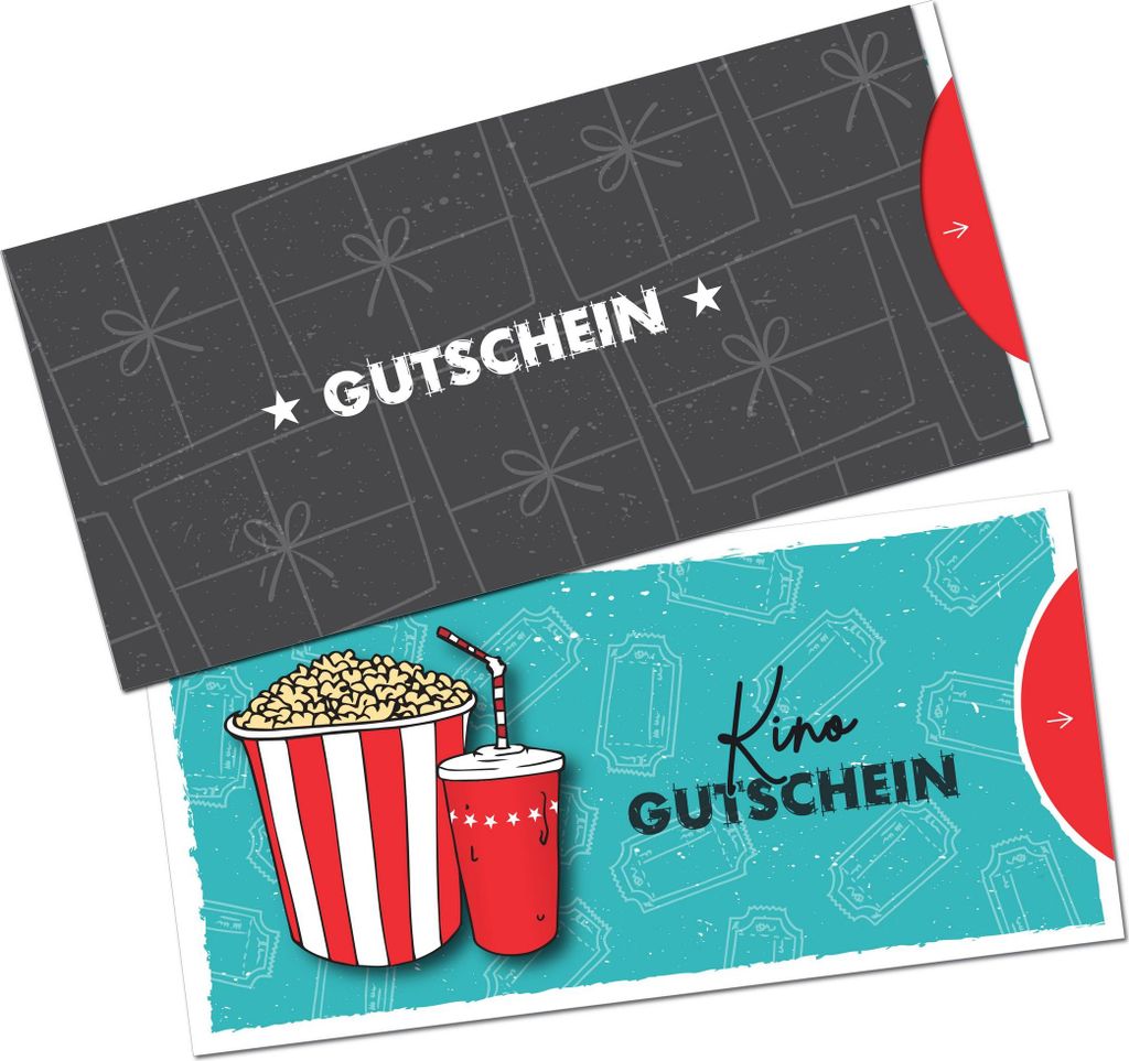 itenga Geschenkgutschein handgezeichneter Look - Motiv KINO Postkarte zum Ausfüllen 21,0 x 9,8 cm