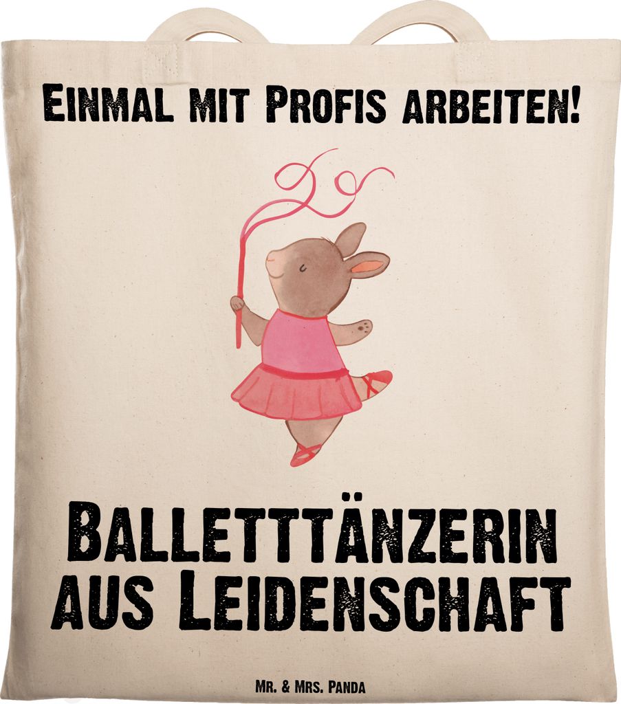 Mr. & Mrs. Panda Tote Bag Balletttänzerin Leidenschaft - Transparent - Geschenk, Beruf, Ballerina, Jutebeutel, Ballettunterricht, Spruch, Tasche, ...