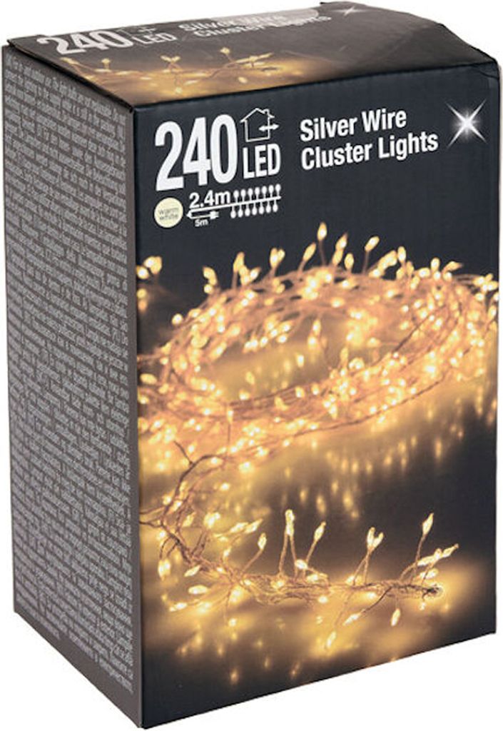 Silver Wire CLUSTER Lights - 240 LED / 2,4 m - Draht Produktbild 