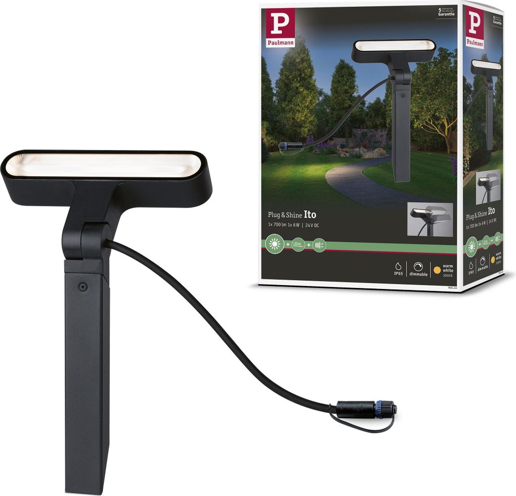 Paulmann Plug & Shine LED Gartenstrahler Ito Einzelspot Horizontale Ausrichtung