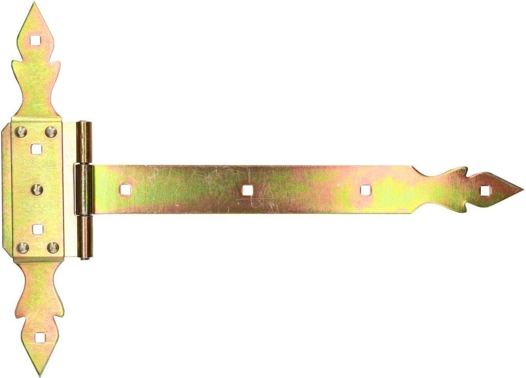 KOTARBAU Kreuzgehänge 400 mm Ladenband Scharnier Band Platte Baubeschlag Torbeschlag Holzverbindung Werfgehänge T-Band T-Scharnier Verzinkt Dek...