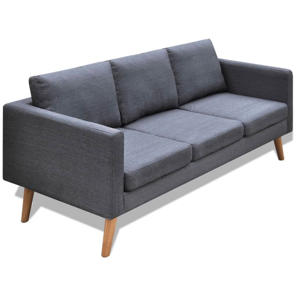 vidaXL Sofa 3 Sitzer Stoff Dunkelgrau - Sofa - Sofas - Couch - Couches