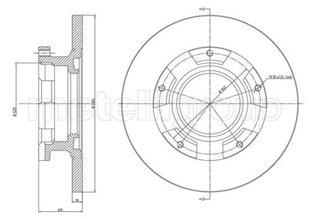 2x METELLI Bremsscheibe 23-1547 für FORD für TRANSIT MK-7 Kasten 68 8mm 280 0mm