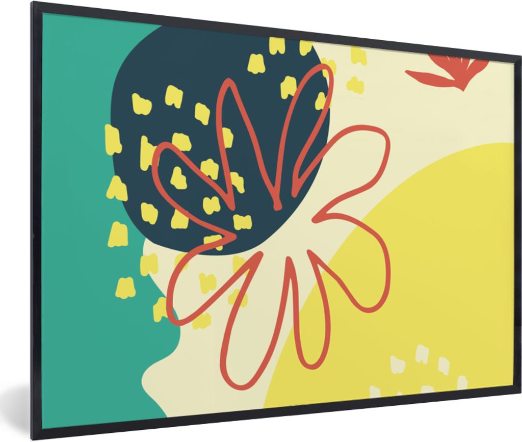 MuchoWow Gerahmtes Poster Sommer - Blume - Pastell 90x60 cm - Poster mit Schwarzem Bilderrahmen Wandposter Rahmen Foto Bilder - Fotorahmen - Foto...
