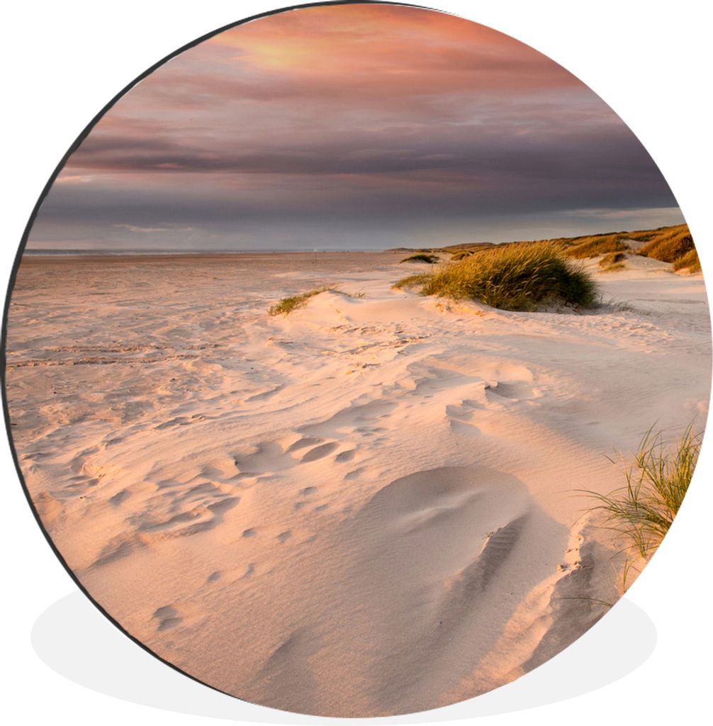 MuchoWow Aluminium Wandkreis Sand - Sonne - Meer Ø 90 cm Wanddeko Modern Wohnzimmer - Mauerkreis - Wandbilder - Runde Bild - Bild aus Aluminium ...