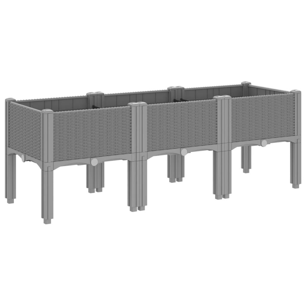 vidaXL Pflanzkasten mit Beinen Hellgrau 120x40x42 cm PP