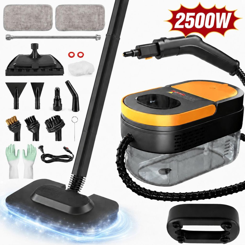 2500W Dampfreiniger mit Lenkrollen, 3-stufig verstellbarer, Produktbild 