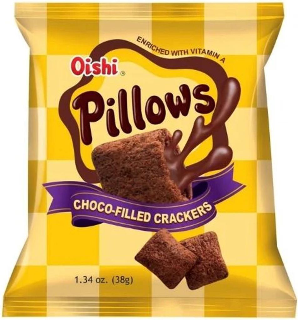 Oishi Pillows Choco Filled Crackers 38g Produktbild 