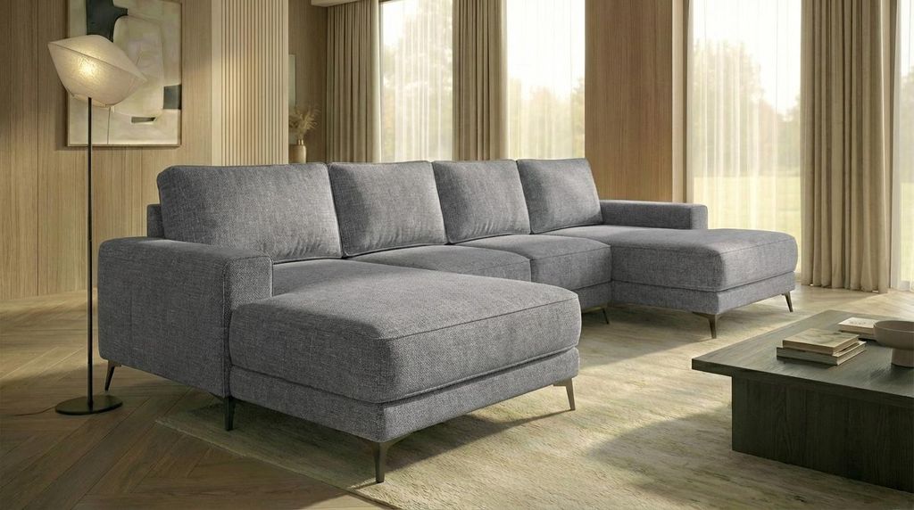 Ecksofa VALTOR mit Schlaffunktion, Bonellfederkern und Bettkasten, Farbe: Grau
