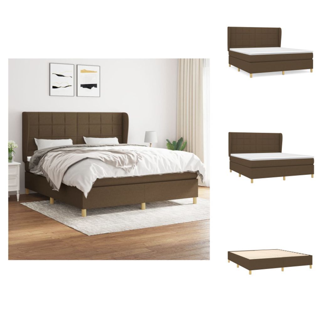 vidaXL Boxspringbett mit Matratze Dunkelbraun 180x200 cm Stoff - Betten & Bettgestelle