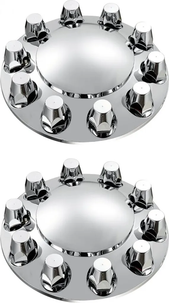 MRJLK Set Copri Mozzo E Copridadi Cromati Per Camion - ABS, 2 Anteriori + 4 Posteriori + 60 Dadi Da 33 Mm