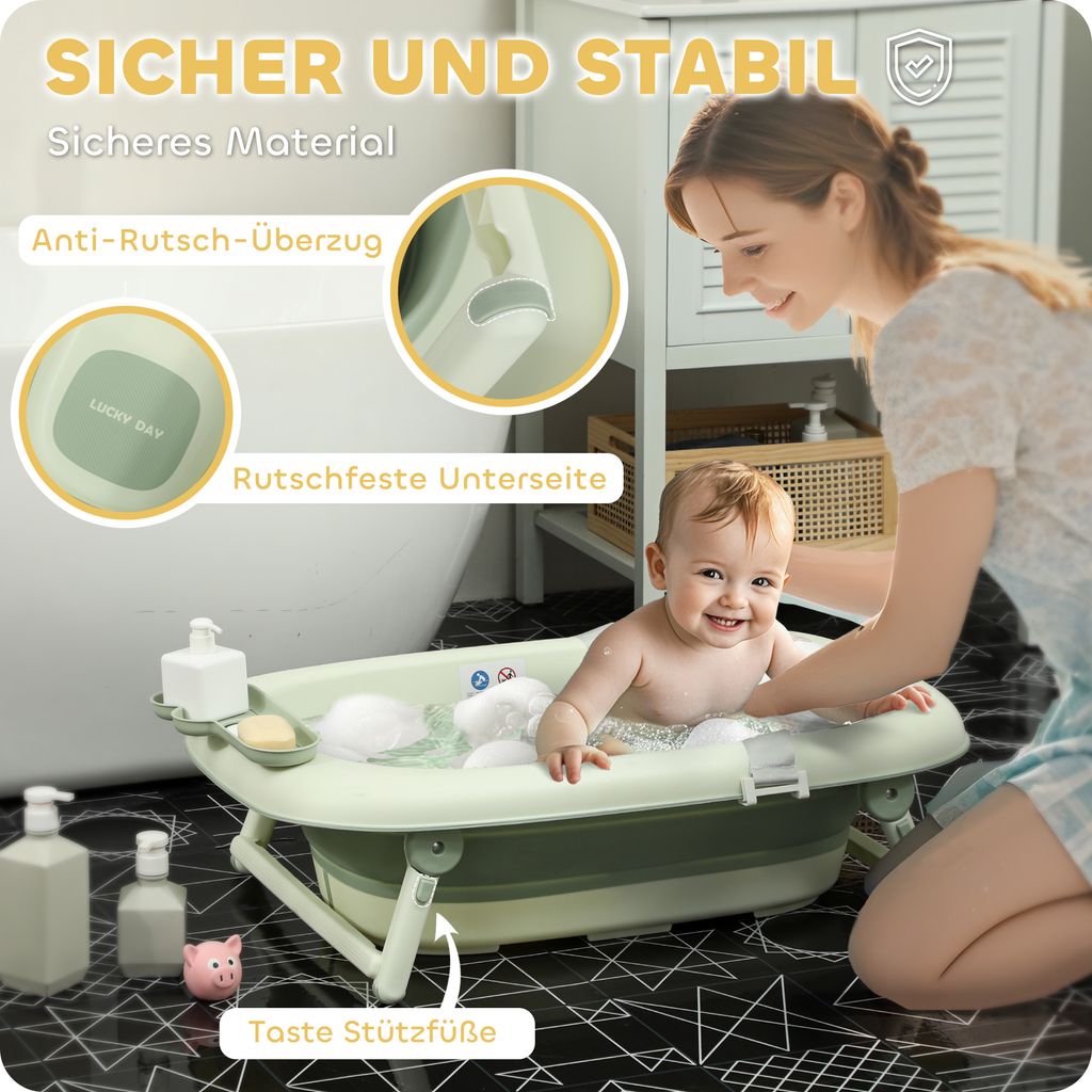AIYAPLAY 2er -Set Babybadewanne, faltbar Baby Bathtub mit Produktbild 5