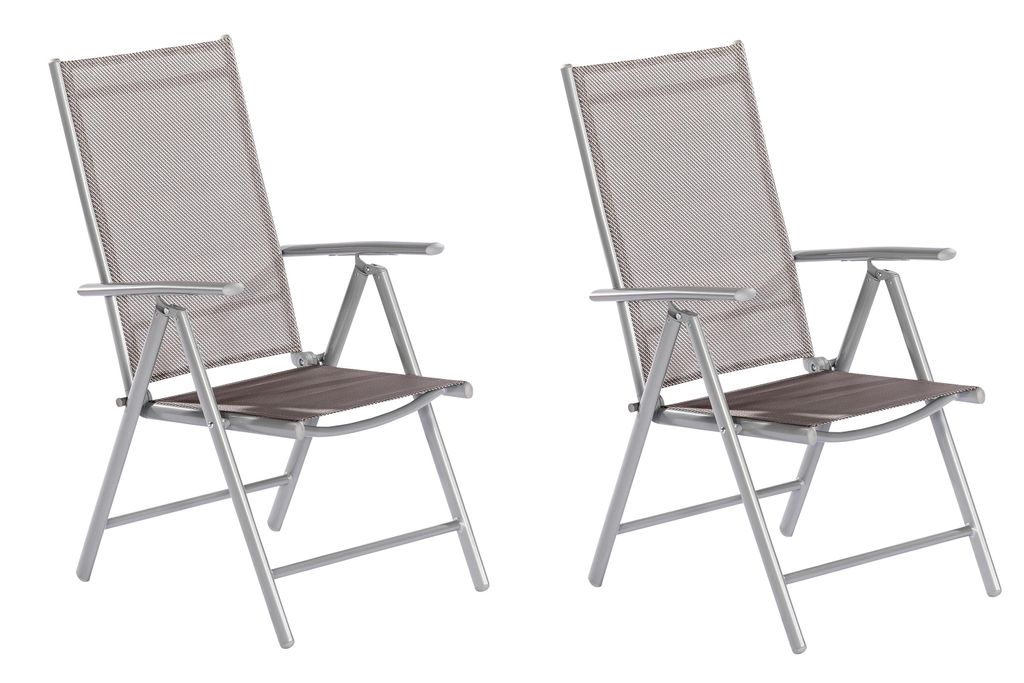 Merxx Gartensessel Amalfi diamantbraun 2er Set, klappbar - Aluminium/Textil
