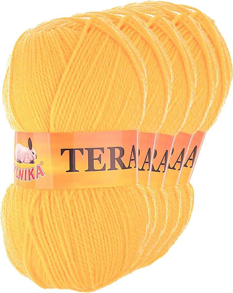 5 x 100g Strickgarn TERA Uni Strickwolle Handstrickgarn Klassikgarn