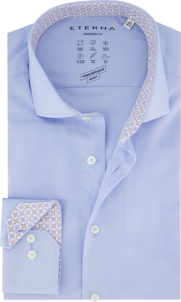Eterna Performance Hemd hellblau super Stretch