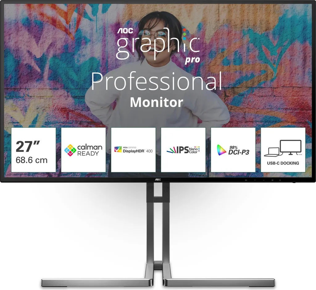 Écran AOC U27U3CV 27" Haute Résolution 4K UHD Connectique USB-C Lift
