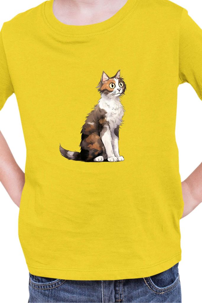 Kinder T-Shirt Funny Cats Breeds Aegean Cat 007, 12-13 Jahr - 152 / Gelb