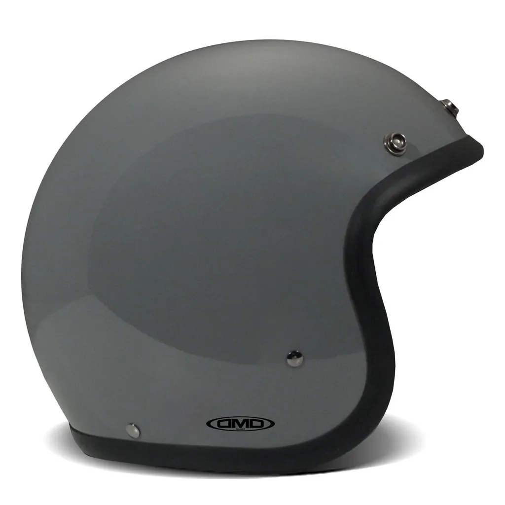 Casque jet en fibre de verre ultra léger style rétro gris brillant