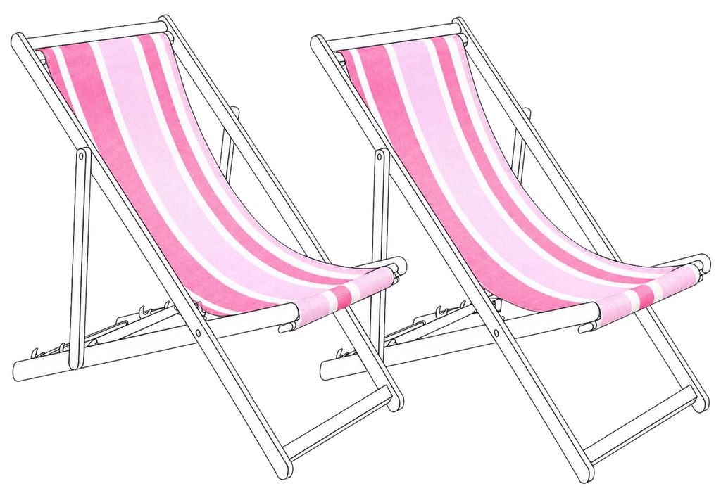 BELIANI Stoffbezüge für Gartenliege 2er Set Rosa aus Polyester 113 x 44 cm mit Streifenmuster Gartenausstattung Outdoor Garten Accessories