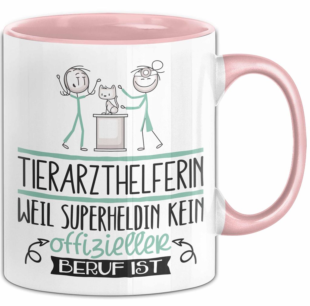 Tierarzthelferin Geschenk Tasse Lustiger Spruch Tierarzthelferin Weil Superheldin Kein Offizieller Beruf Ist Geschenkidee (Rosa)