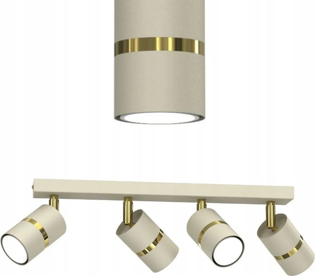Plafonnier 4 spots orientables GU10 finition chic beige doré satiné