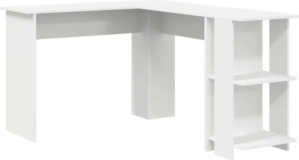 Scrivania a L Bianca 140x113,5 cm Materiale Ligneo per Home Office