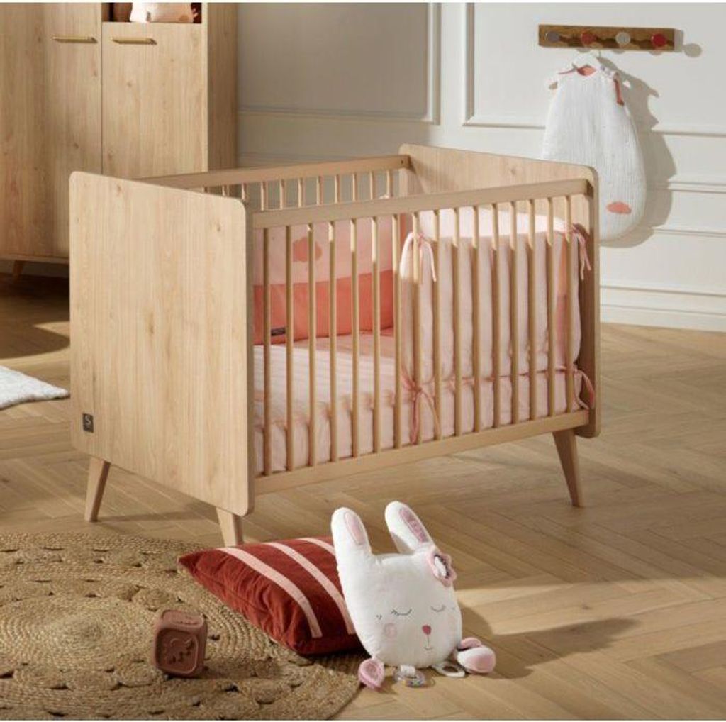 Babybett, 120 x 60 cm, Inklusive Matratze, Arty Kollektion, Chene Suave/Hetre, SAUTHON