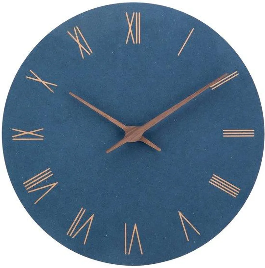 Horloge de salon bleue 30 cm chiffres romains pour déco murale moderne