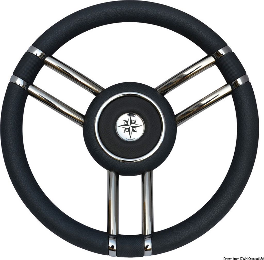Volant De Barre OSCULATI 350mm Noir - Pour Bateau, Navigation - Design Ergonomique