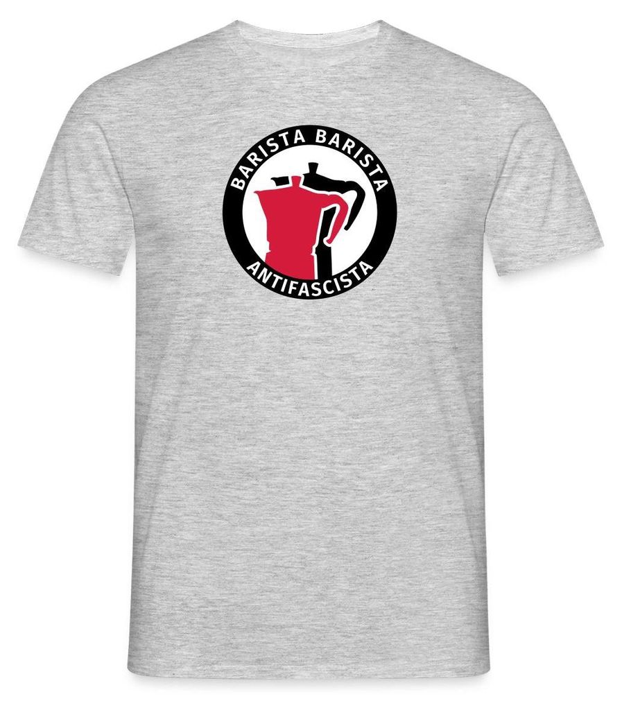Spreadshirt Barista Barista Antifascista Männer T-Shirt, XL, Grau meliert