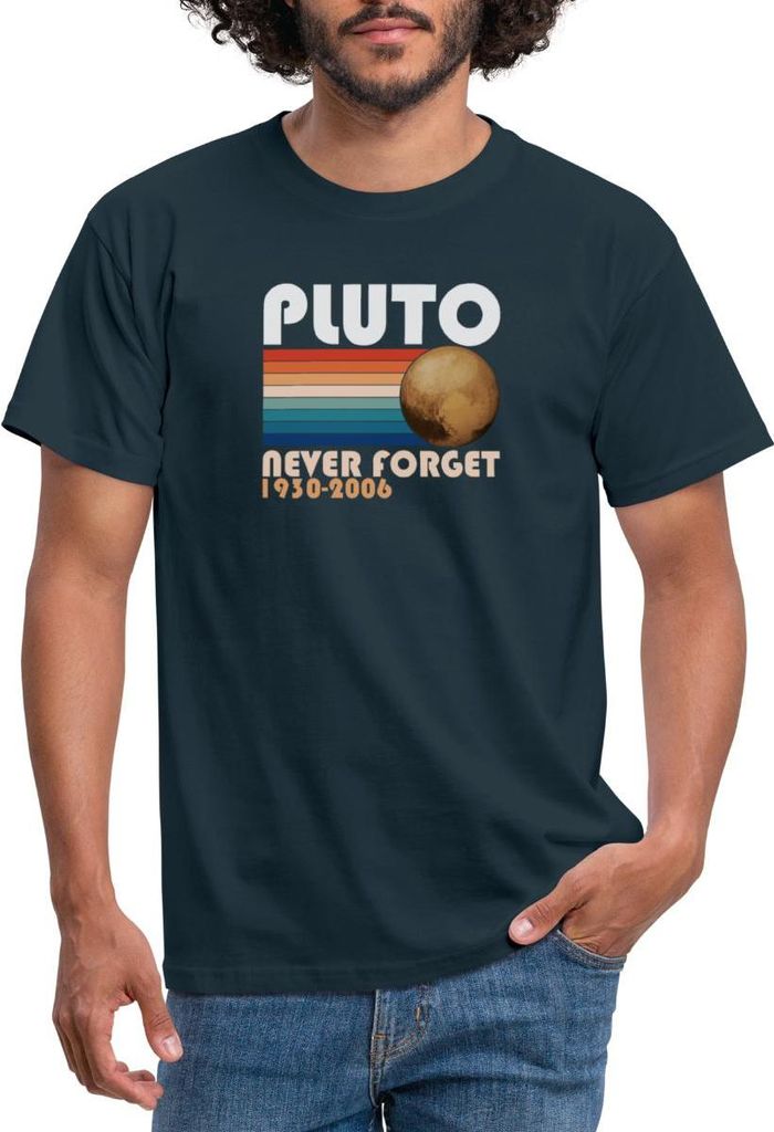 Spreadshirt Pluto Never Forget 1930 - 2006 Planet Männer T-Shirt, M, Navy