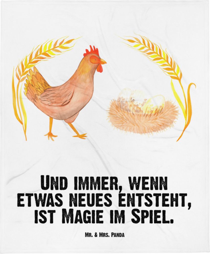 Mr. & Mrs. Panda Schlummerdecke Huhn Stolz - Weiß - Geschenk, Babydecke, Schmusedecke, Fleecedecke, Schwangerschaft, Bauernhof, Geburt, Erstlingsd...