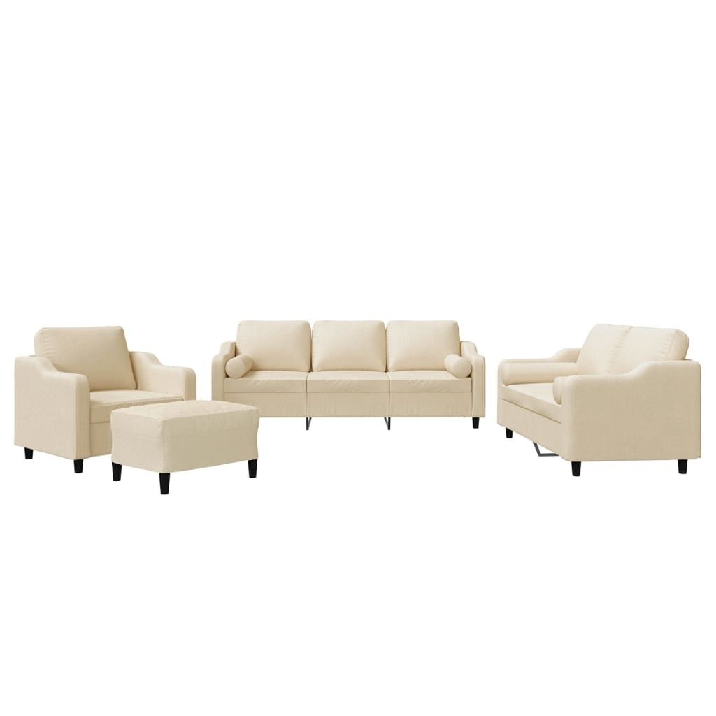 "SALE 2026"4-tlg. Sofagarnitur - elegantes Design - Couchgarnitur/Wohnzimmer - mit Kissen Creme Stoff - 78x77x80cm - Klassische Sofas DEMöbel452009