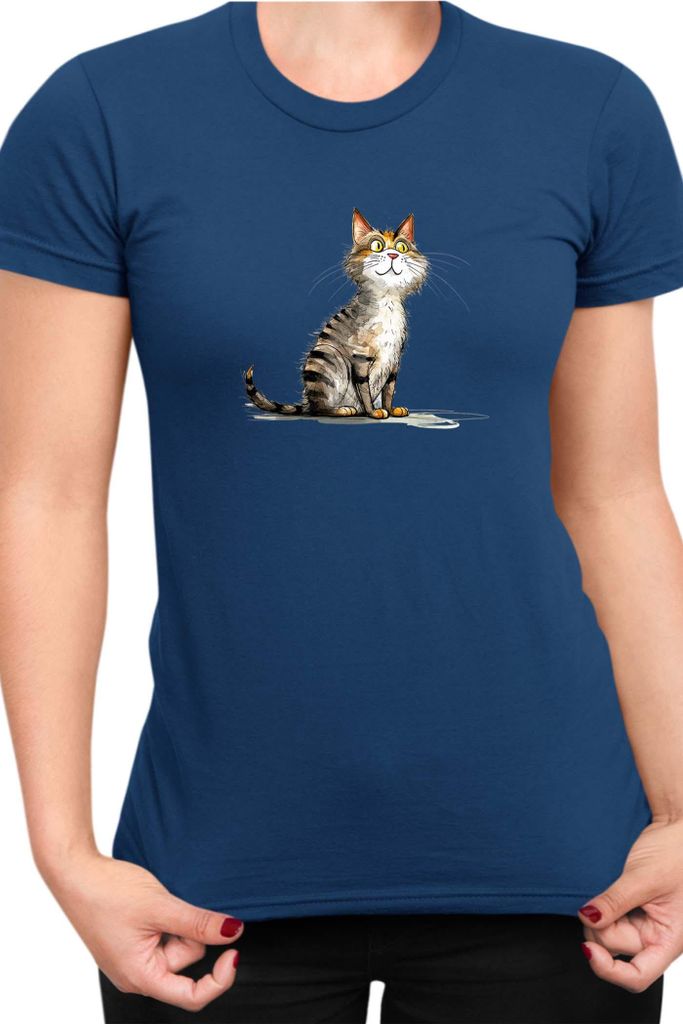 Damen T-Shirt Funny Cats Breeds Cyprus Cat, Lady XS / Dunkelblau